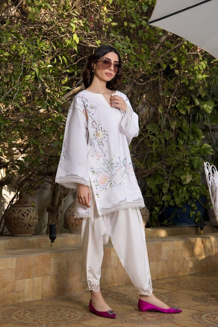 Shehrnaz - White Firdous Tunic - SHK-1060 - Studio by TCS