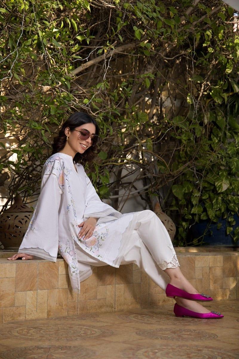 Shehrnaz - White Firdous Tunic - SHK-1060 - Studio by TCS