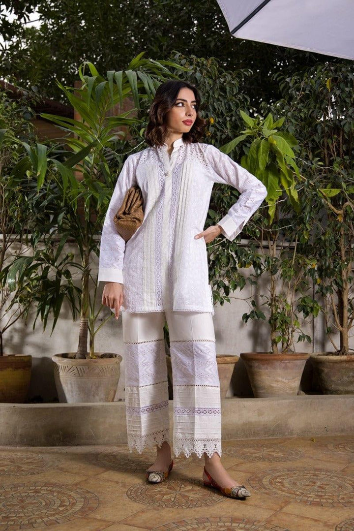 Shehrnaz - White Chikan Tunic - SHK-1056 - Studio by TCS