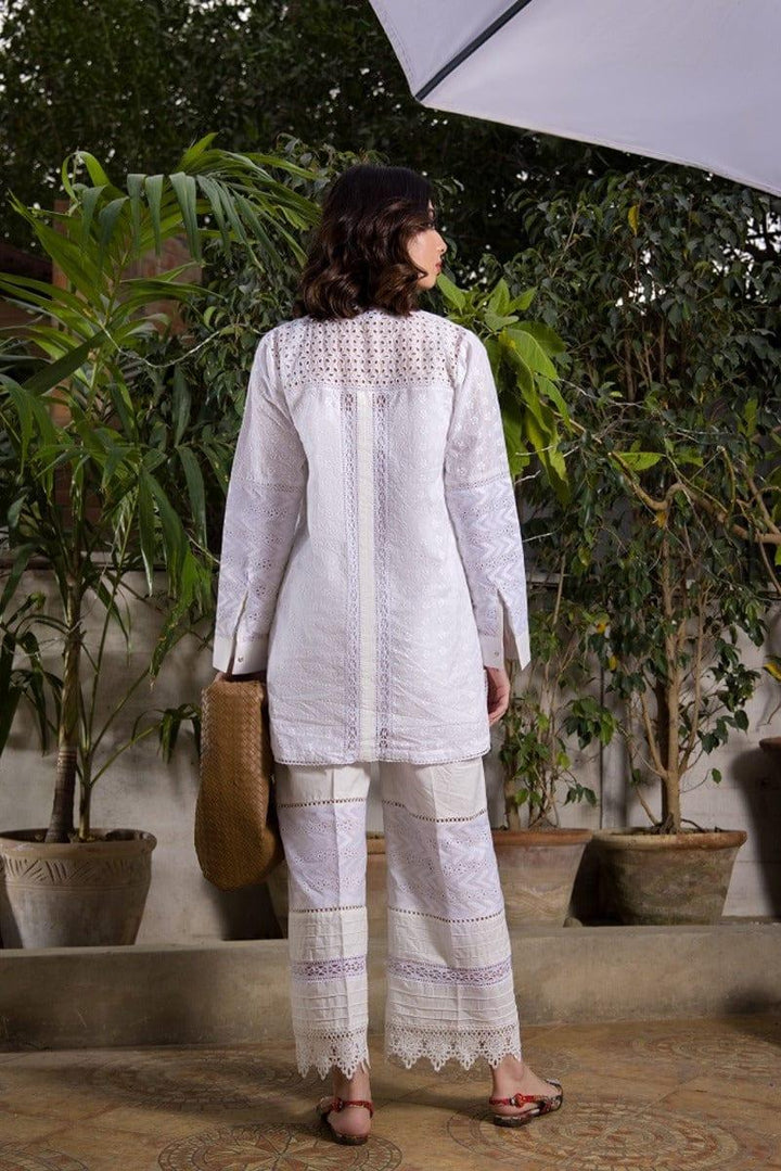 Shehrnaz - White Chikan Tunic - SHK-1056 - Studio by TCS