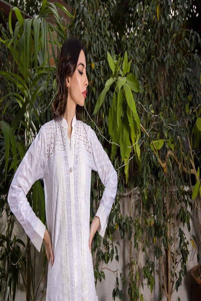 Shehrnaz - White Chikan Tunic - SHK-1056 - Studio by TCS