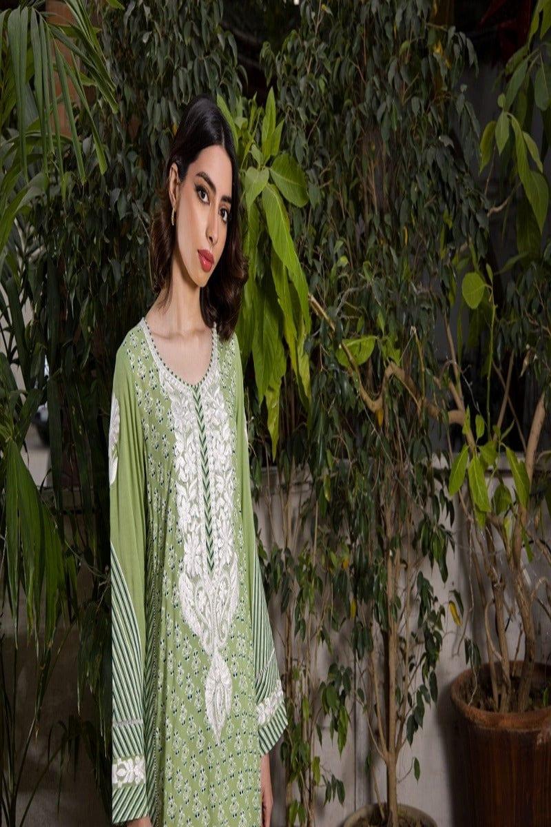 Shehrnaz - Green Linen Long Shirt - SHK-1065 - Studio by TCS