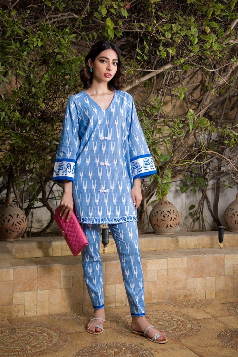 Shehrnaz - Light Blue Cotton Tunic - SHK-1058 - Studio by TCS