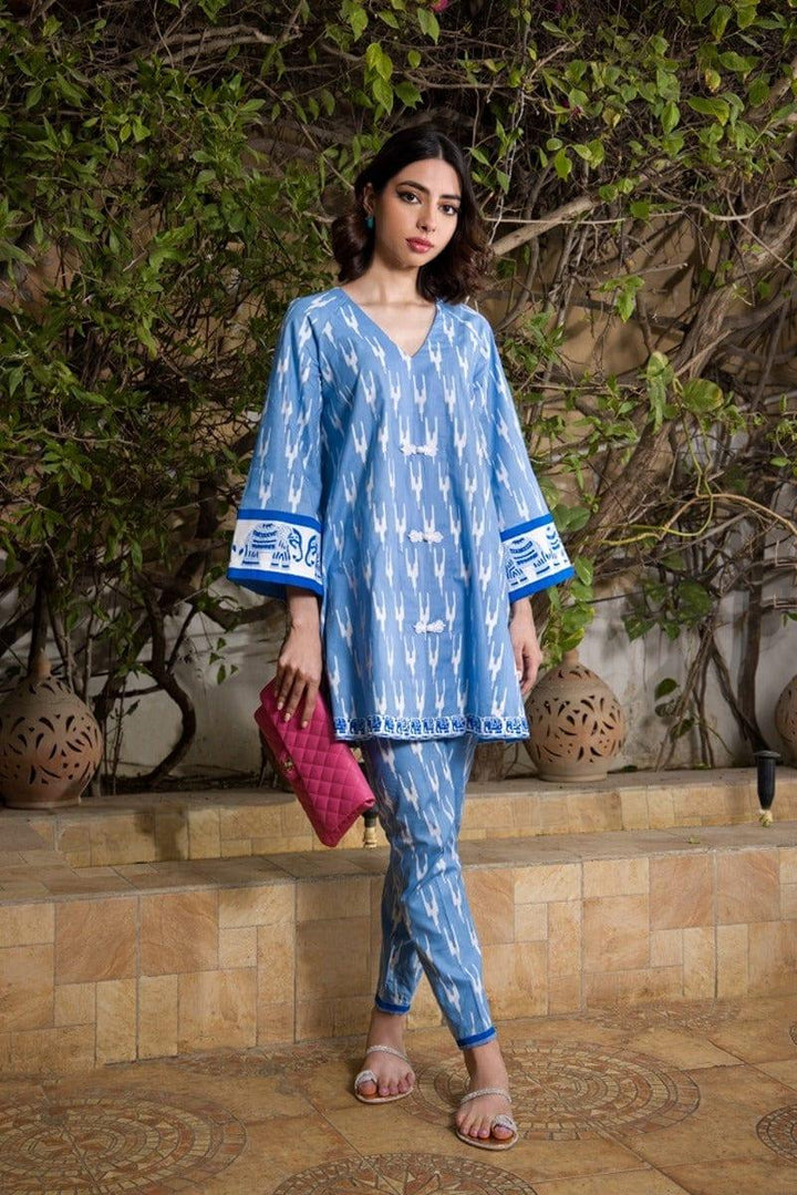 Shehrnaz - Light Blue Cotton Tunic - SHK-1058 - Studio by TCS