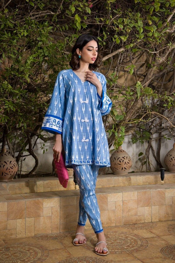 Shehrnaz - Light Blue Cotton Tunic - SHK-1058 - Studio by TCS