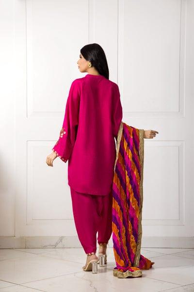 Shehrnaz - Hot Pink Silk Shirt and Shalwar with Shaded Dupatta - SHK-1046 - Studio by TCS