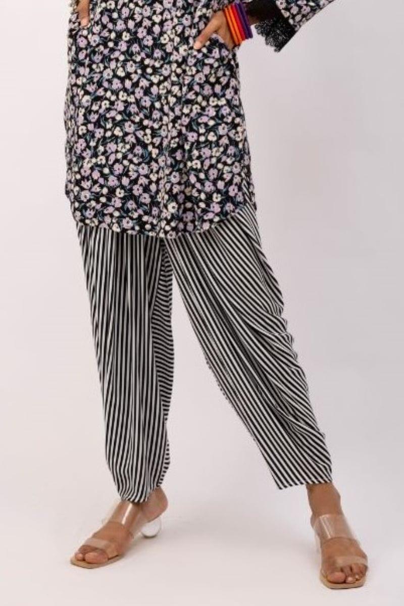 Gulabo - Cowl Pants - Black & White - 1 Piece - GA0159 - Studio by TCS