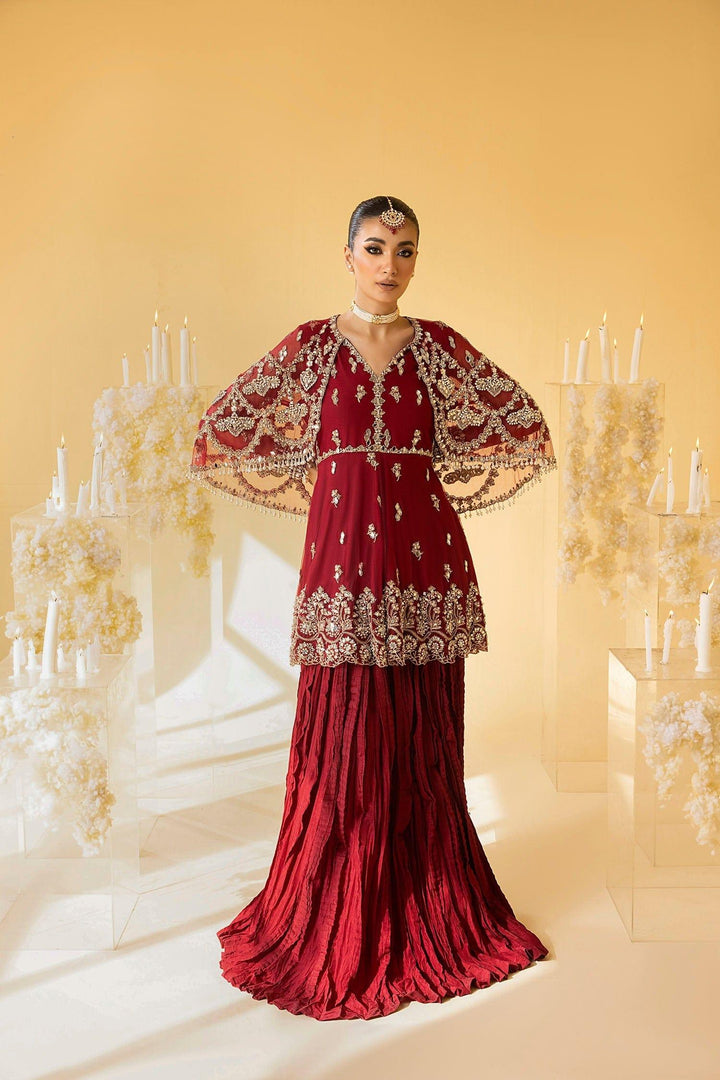 Nuriyaa - SCARLET - Lehnga - Barn Red - 3 Piece Net & Cotton Silk - Studio by TCS