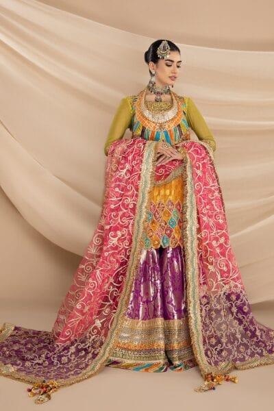 Nilofer Shahid - Chiffon Embellished Shirt & Khimkhaab Gharara Pants with Net Dupatta - 3 Piece - Studio by TCS