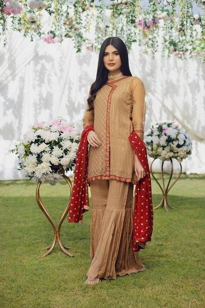 Aisha Fatema - Sand Beige - Block Print - Gharara - 2 Piece - Studio by TCS