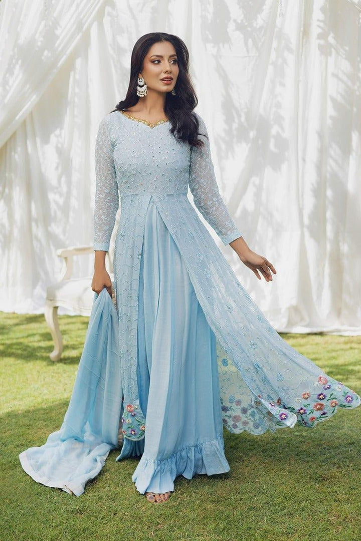 Aisha Fatema - Glacier Blue - Embroidered Chiffon - 2 Piece - Studio by TCS