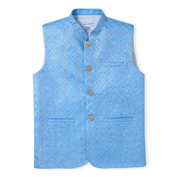 Hummingbirds - Sky Blue Embroidered Waistcoat - Studio by TCS