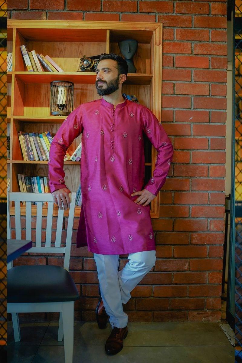 Leon Man - FUSHIA PURE SILK KURTA - 1 Piece - Studio by TCS