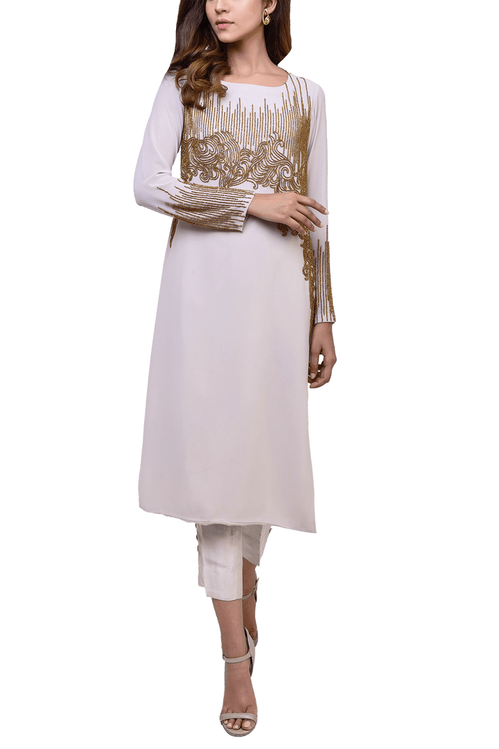 Natasha Kamal -  Leia Georgette Tunic With Lining & Raw Silk Trousers