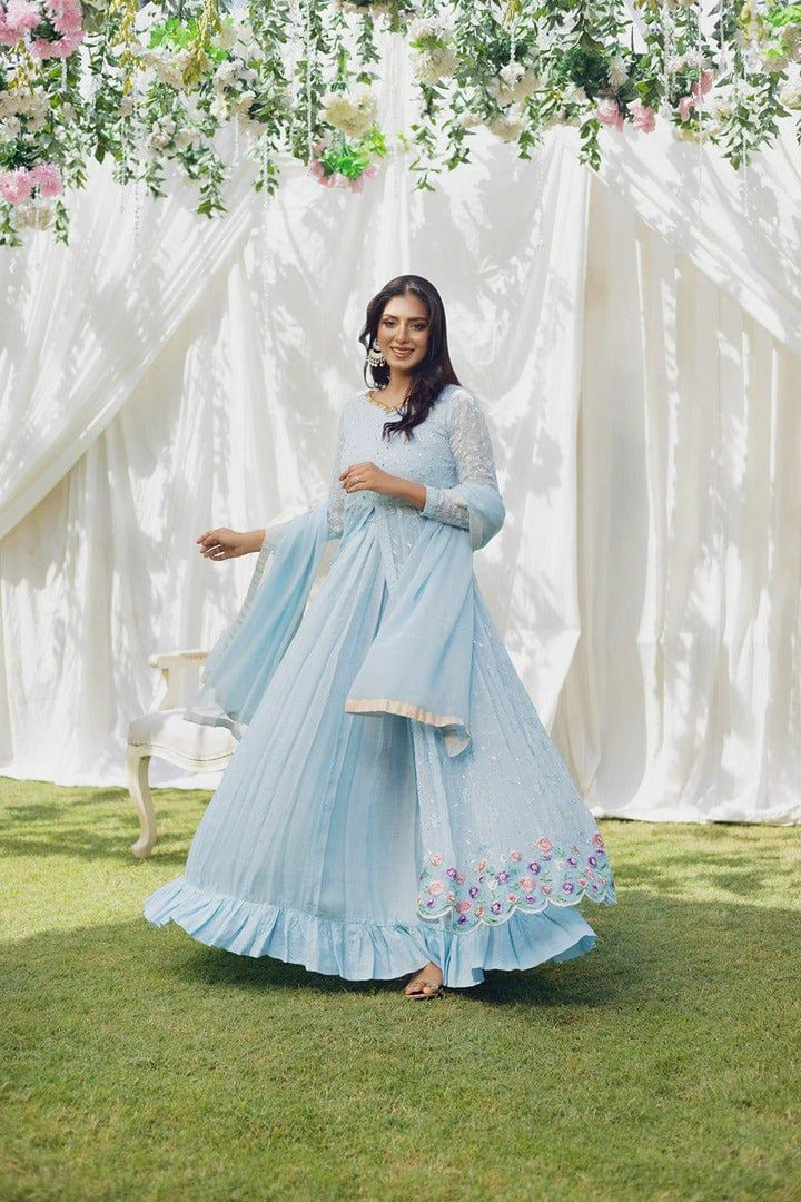 Aisha Fatema - Glacier Blue - Embroidered Chiffon - 2 Piece - Studio by TCS