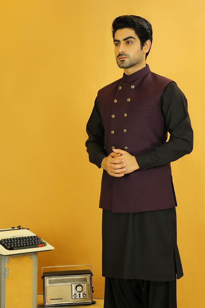 GEM Garments - Jawahrat - Waistcoat - Burgundy - 1 Piece - Indian Silk - Studio by TCS