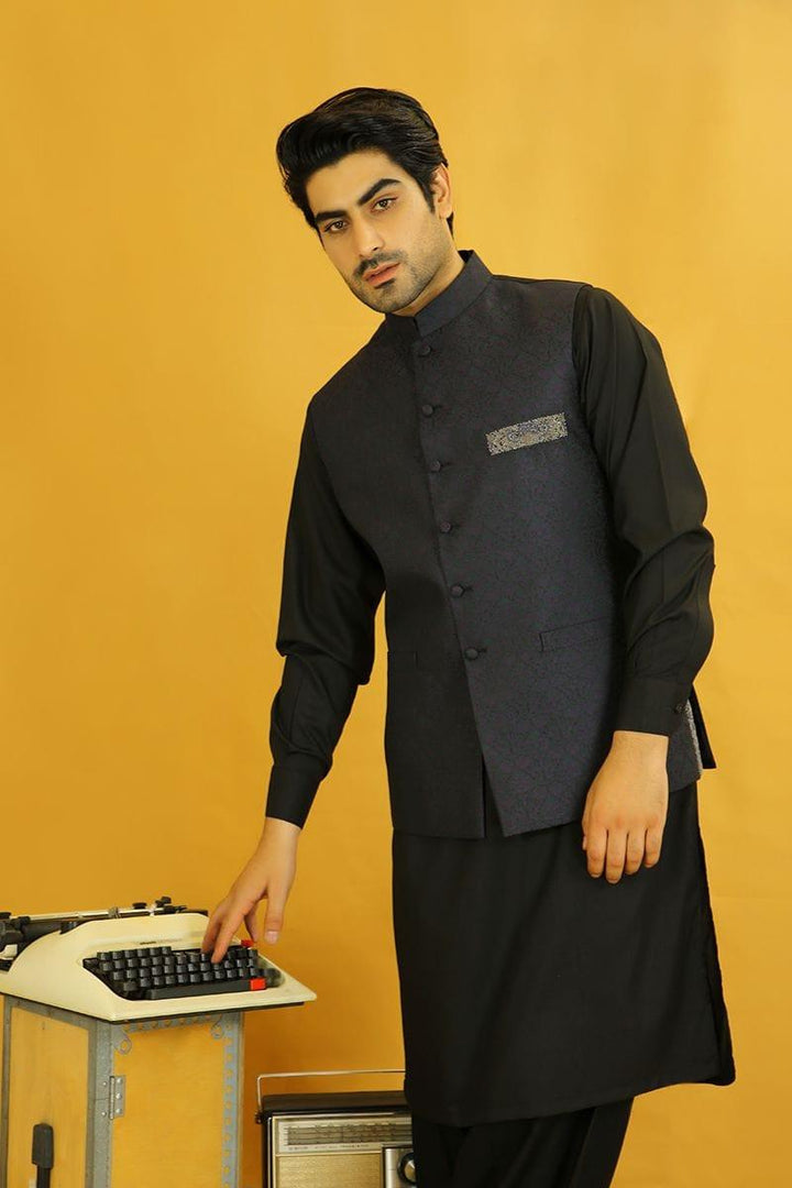 GEM Garments - Kitab - Waistcoat - Grey - 1 Piece - Jamawar - Studio by TCS