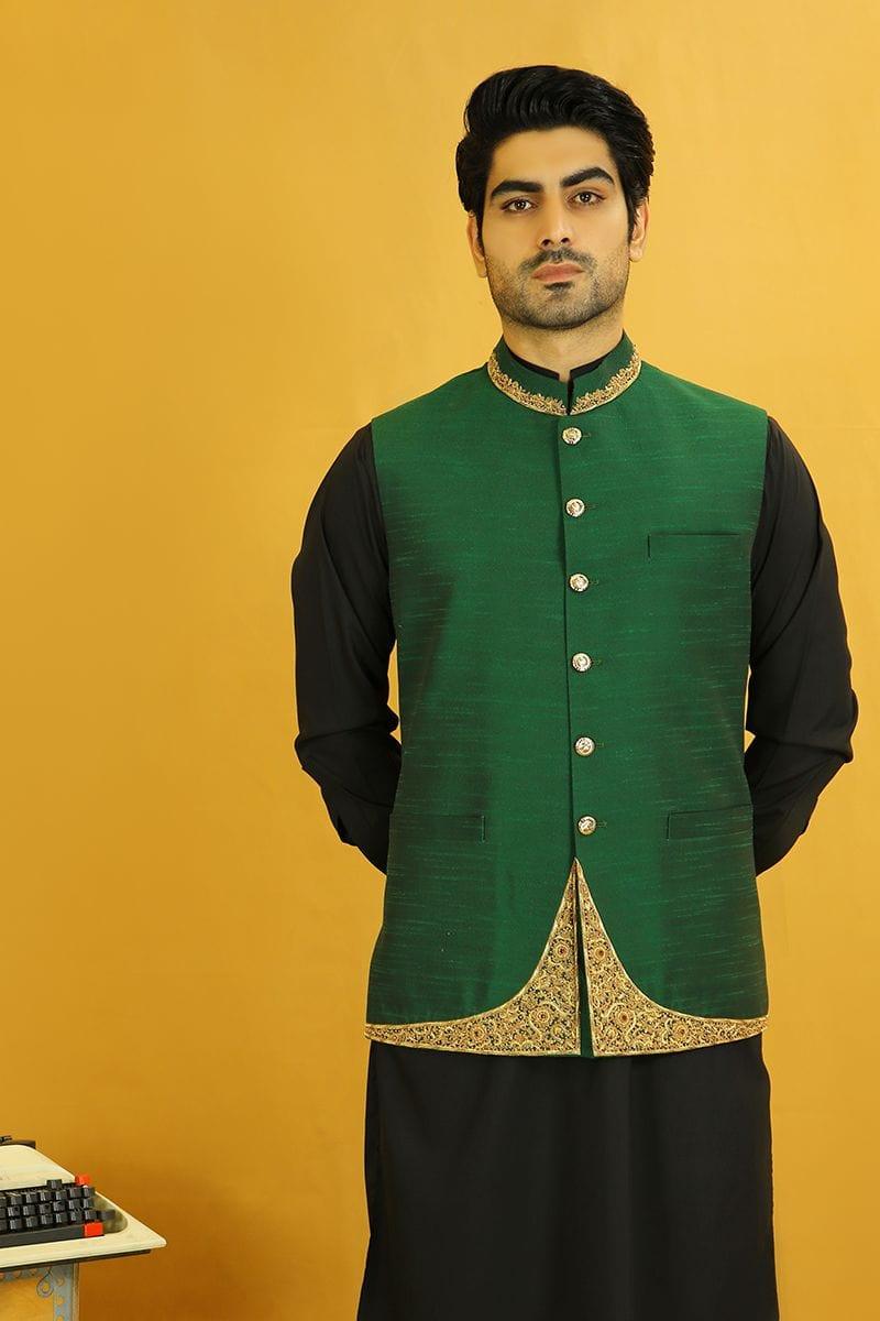 GEM Garments - Lamha - Waistcoat - Green - 1 Piece - Indian Silk - Studio by TCS