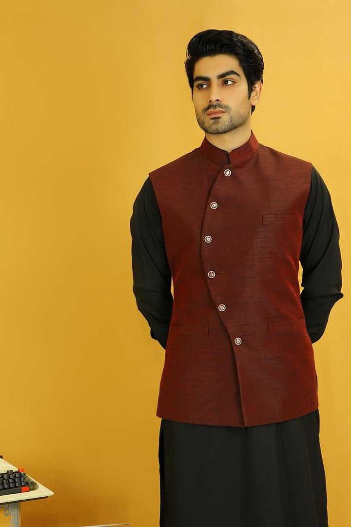 GEM Garments - Rasta - Waistcoat - Maroon - 1 Piece - Indian Silk - Studio by TCS