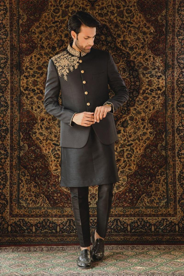 GEM Garments - Dilshad - Prince Coat - Black - 1 Piece - Viscose Polyester - Studio by TCS