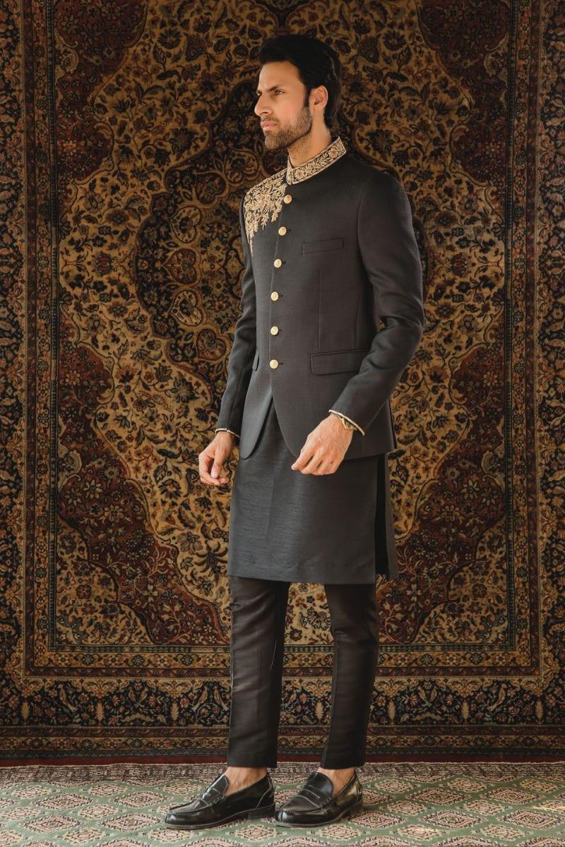 GEM Garments - Dilshad - Prince Coat - Black - 1 Piece - Viscose Polyester - Studio by TCS