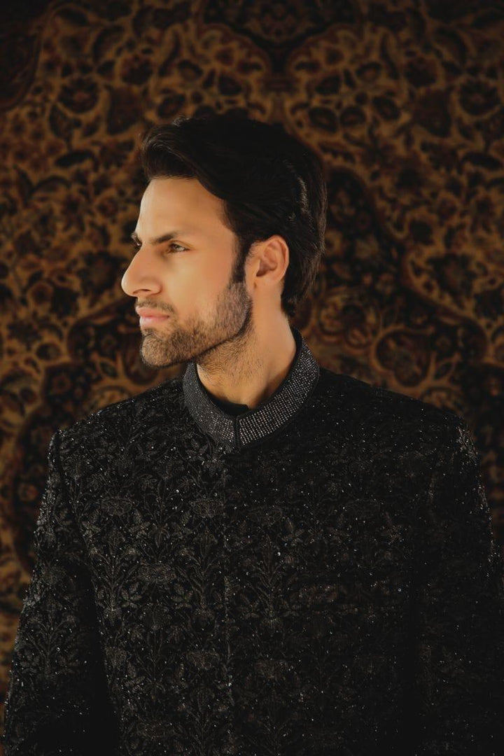 GEM Garments - Cas - Sherwani - Black - 1 Piece - Velvet - Studio by TCS