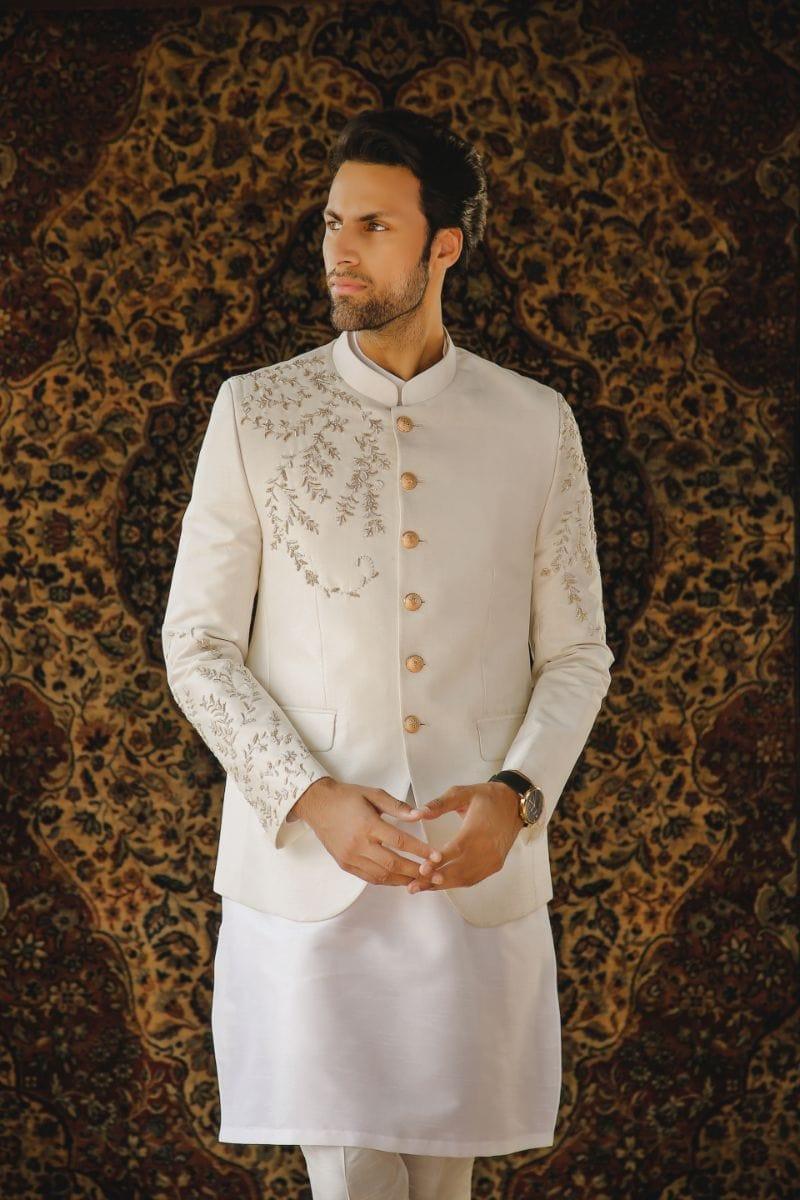 GEM Garments - Arash - Prince Coat - Off White - 1 Piece - Indian Silk - Studio by TCS