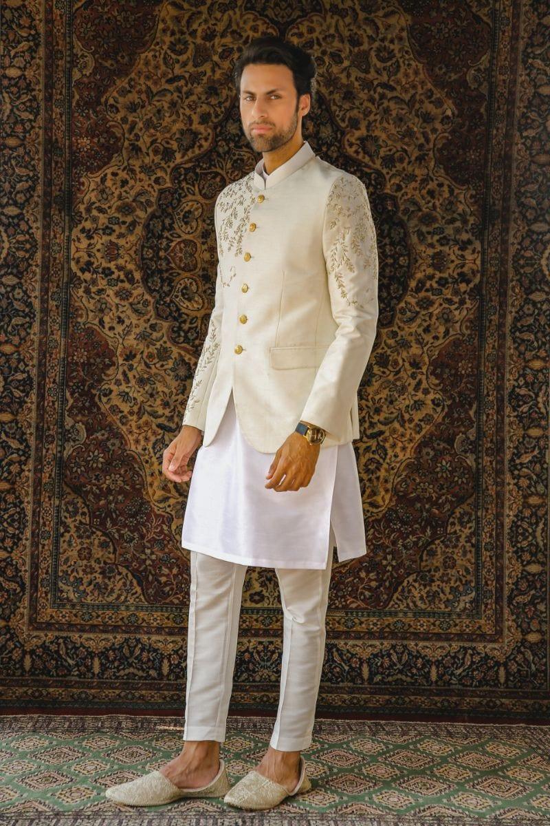 GEM Garments - Arash - Prince Coat - Off White - 1 Piece - Indian Silk - Studio by TCS