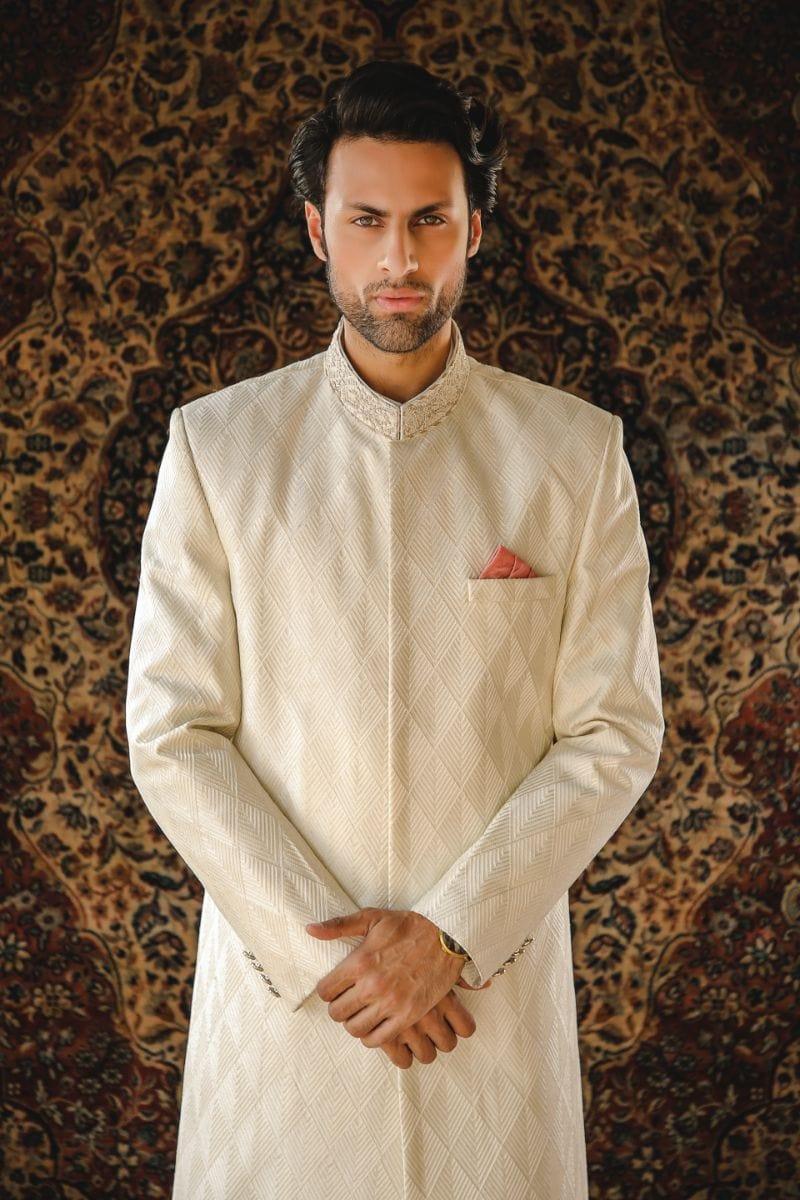 GEM Garments - Gazsi - Sherwani - Off White - 1 Piece - Indian Silk - Studio by TCS