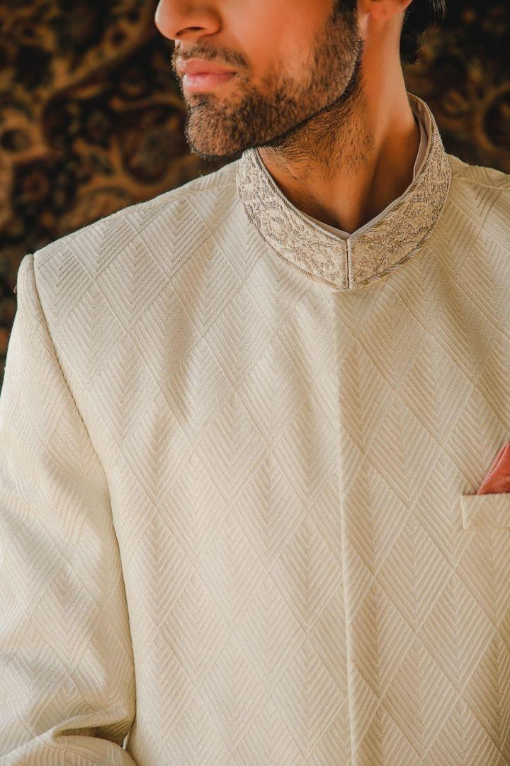 GEM Garments - Gazsi - Sherwani - Off White - 1 Piece - Indian Silk - Studio by TCS