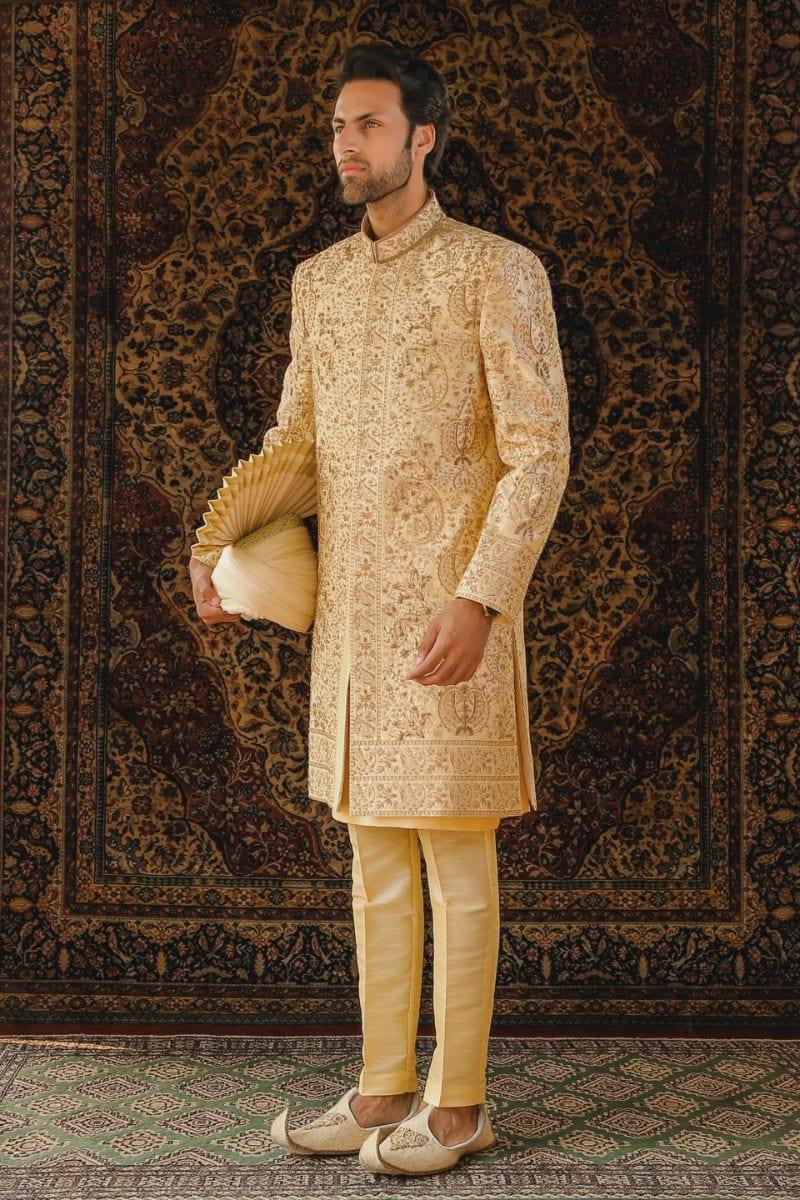 GEM Garments - Xerxes - Sherwani - Gold - 1 Piece - Indian Silk - Studio by TCS