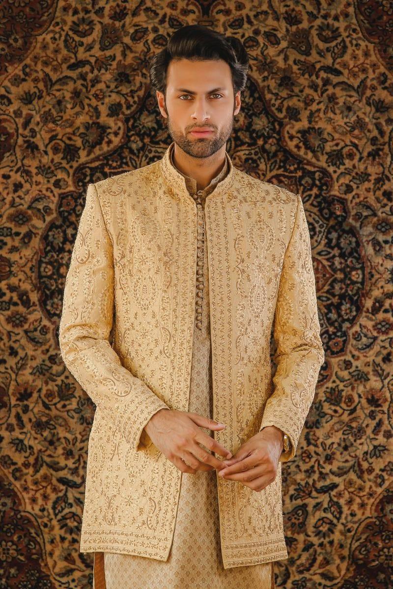 GEM Garments - Kaveh - Sherwani - Gold - 1 Piece - Indian Silk - Studio by TCS