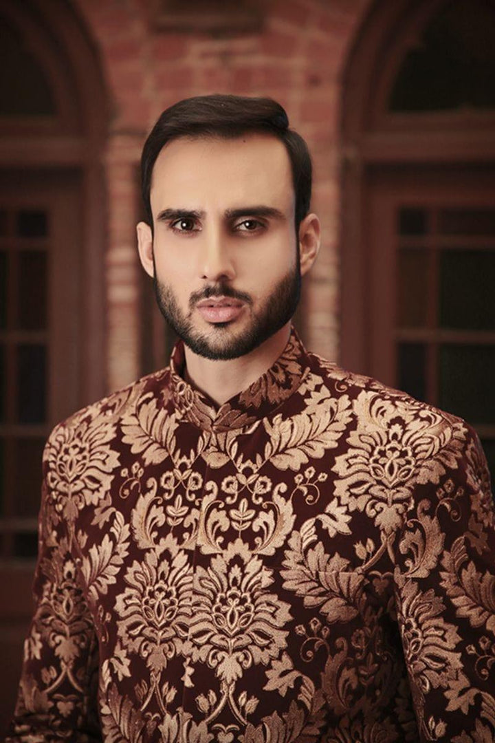 GEM Garments - Hayat - Sherwani - Maroon - 1 Piece - Velvet - Studio by TCS