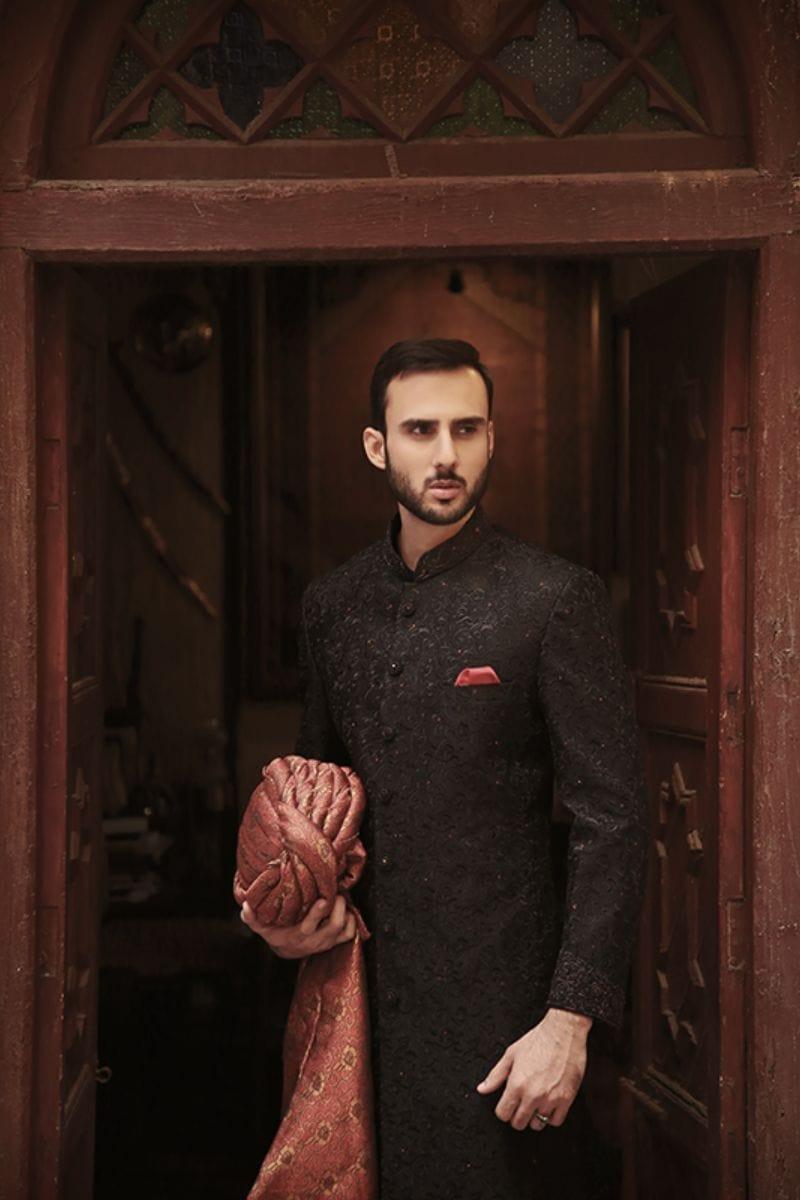 GEM Garments - Hikayat - Sherwani - Black - 1 Piece - Jamawar - Studio by TCS