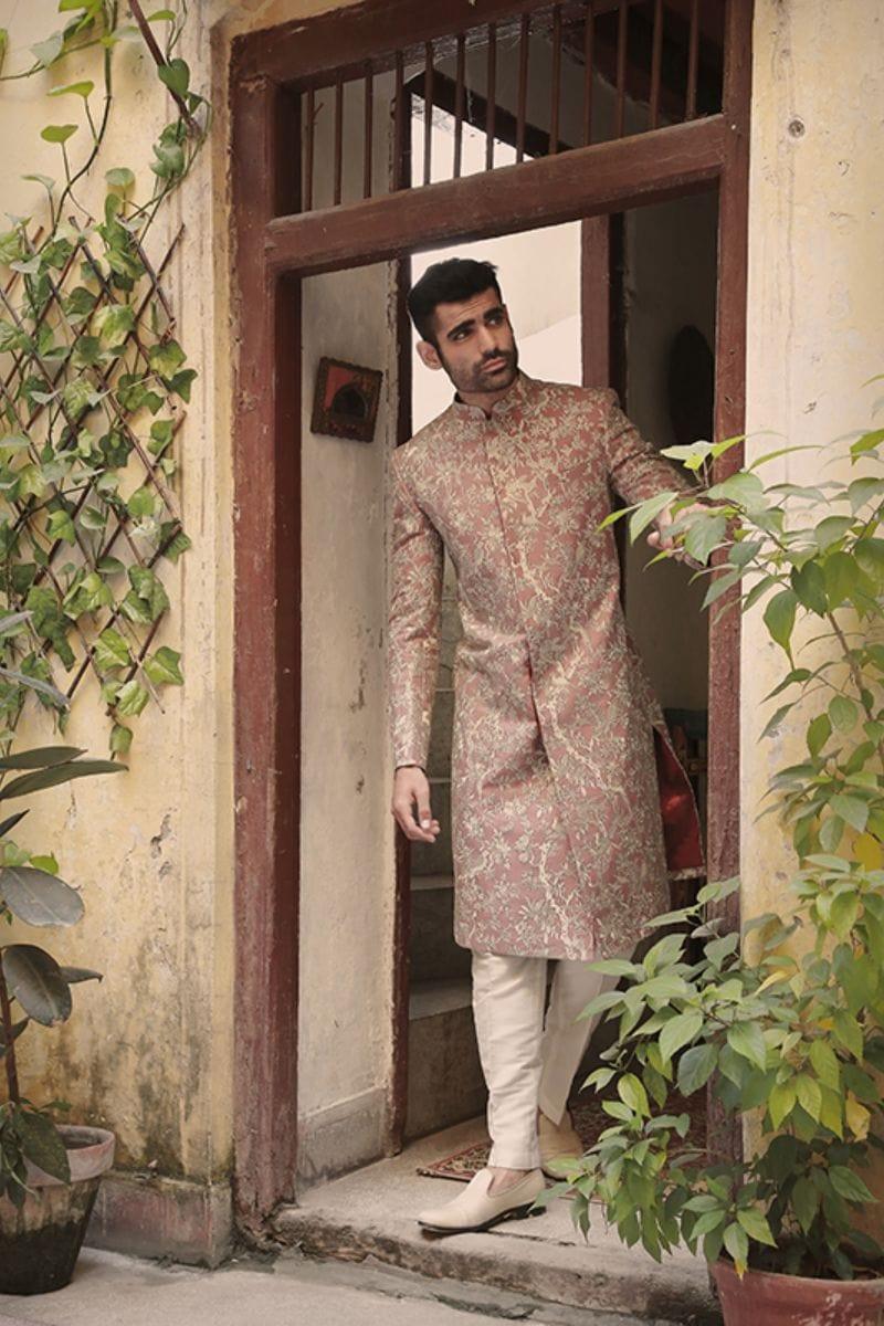 GEM Garments - Hasil - Sherwani - Light Red - 1 Piece - Organza - Studio by TCS