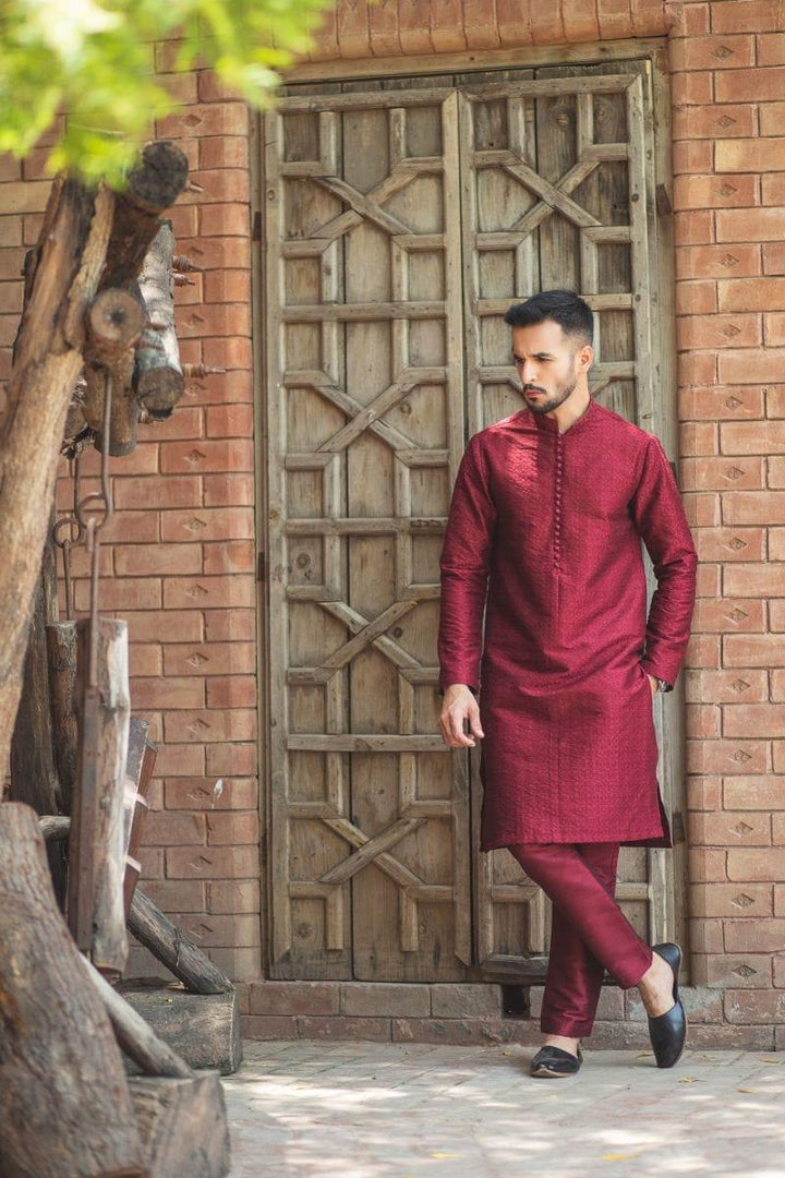 GEM Garments - Zikr - Kurta - Maroon - 1 Piece - Embroidered - Studio by TCS