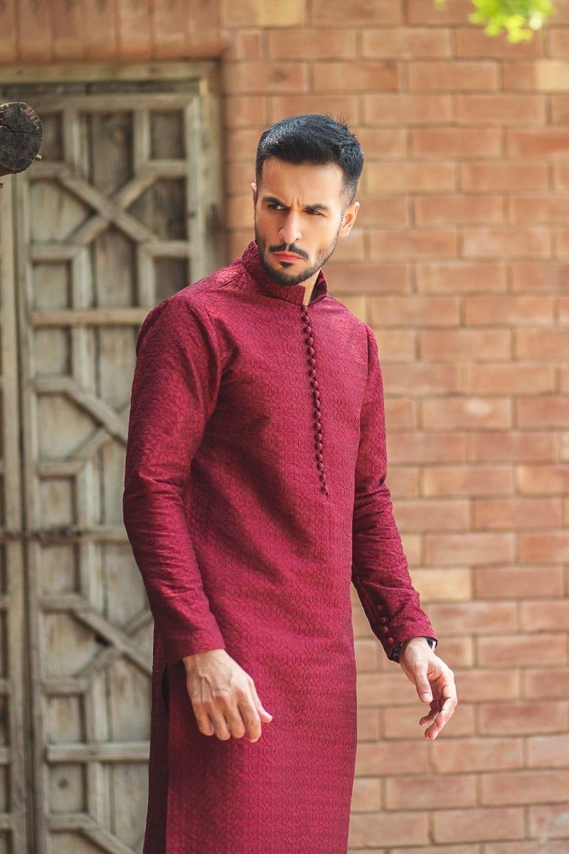 GEM Garments - Zikr - Kurta - Maroon - 1 Piece - Embroidered - Studio by TCS