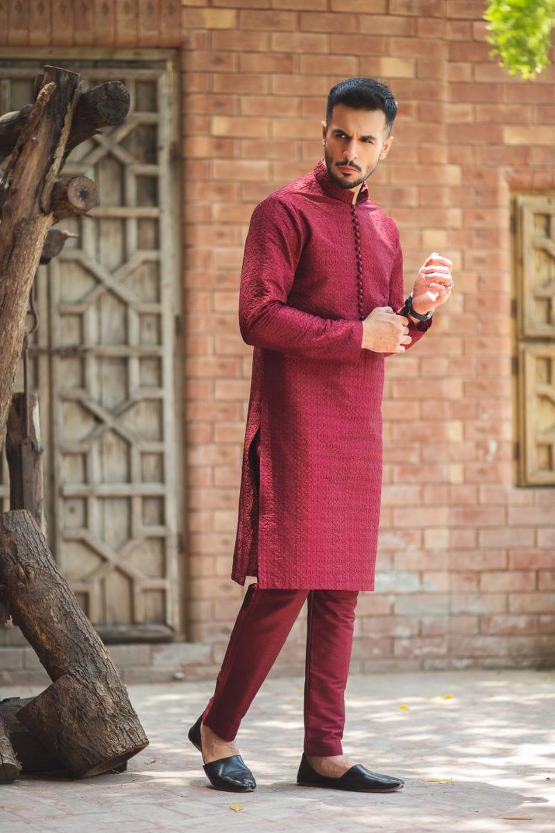 GEM Garments - Zikr - Kurta - Maroon - 1 Piece - Embroidered - Studio by TCS