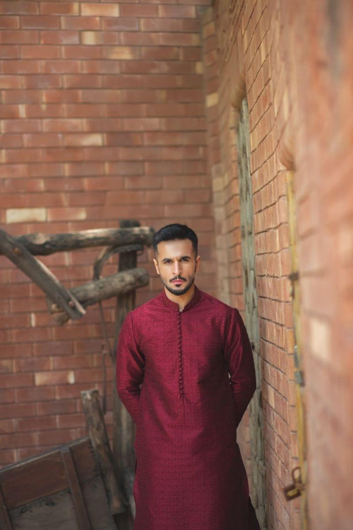 GEM Garments - Zikr - Kurta - Maroon - 1 Piece - Embroidered - Studio by TCS