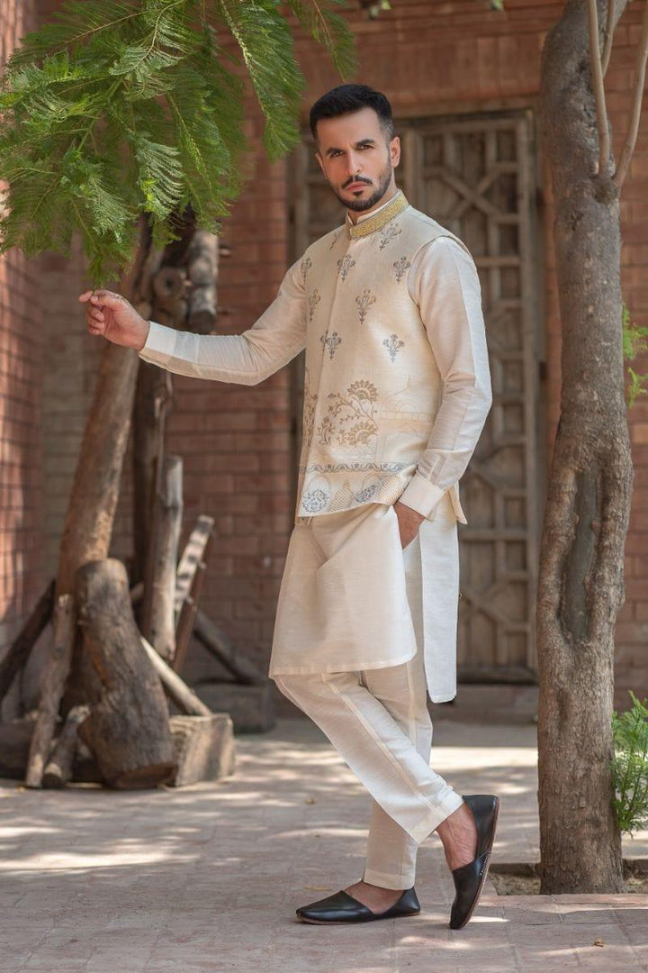 GEM Garments - Paheli - Waistcoat - Off White - 1 Piece - Indian Silk - Studio by TCS