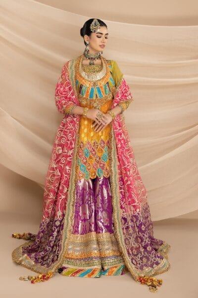 Nilofer Shahid - Chiffon Embellished Shirt & Khimkhaab Gharara Pants with Net Dupatta - 3 Piece - Studio by TCS