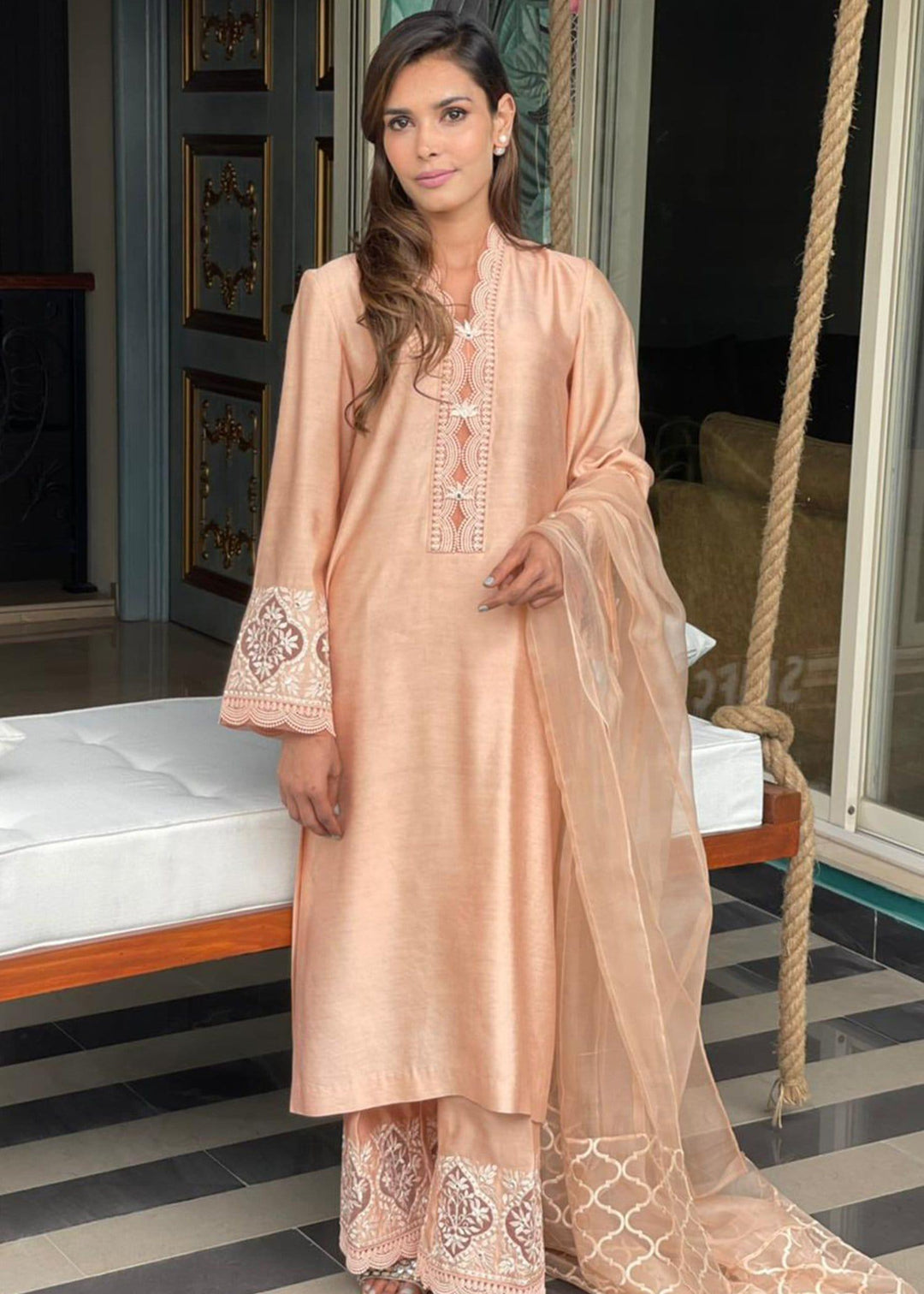 Maheen Trends - Peach harmony - 3 Piece - Cotton Silk - Studio by TCS