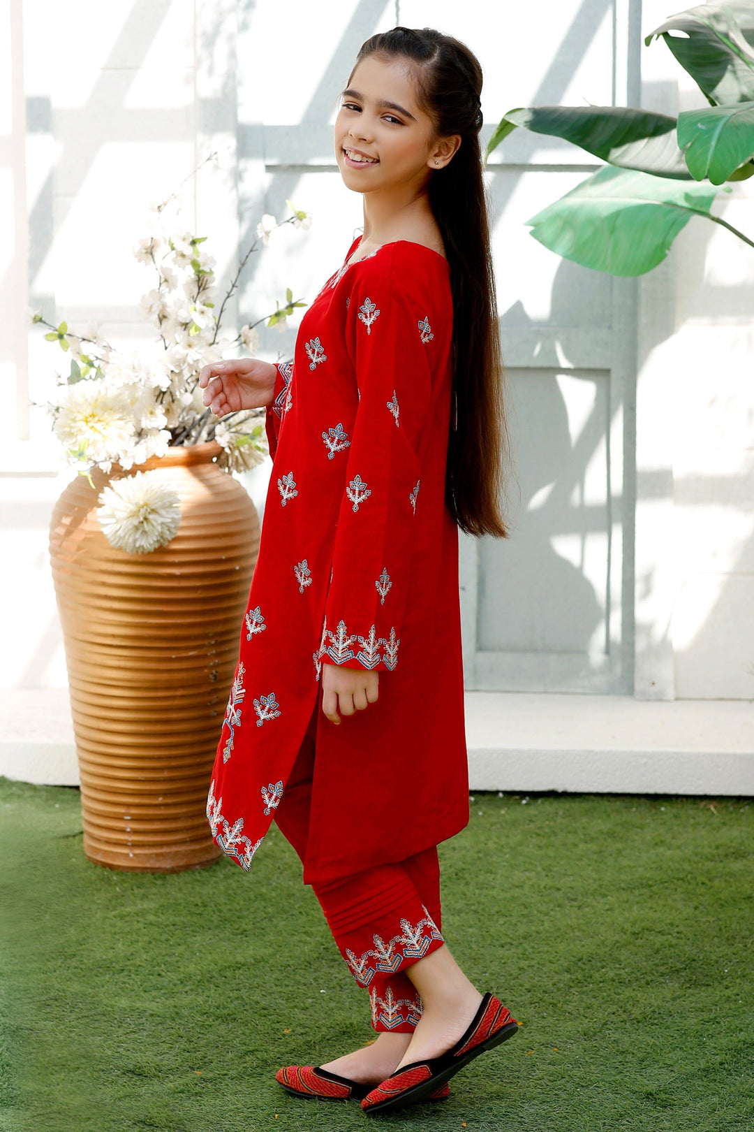 Modest - Red Khaddar 2 Piece - Studio by TCS