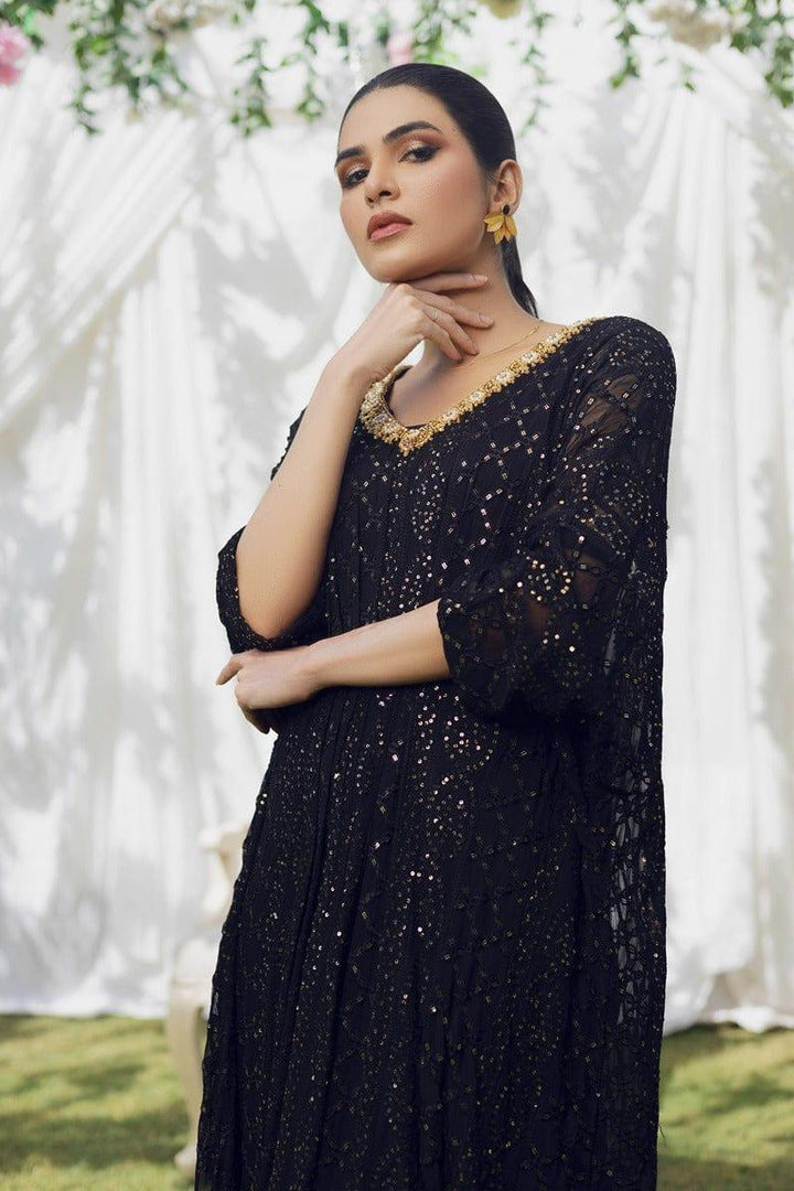 Aisha Fatema - Midnight Black - Embroidered Chiffon - 2 Piece - Studio by TCS