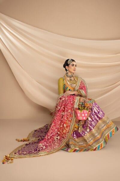 Nilofer Shahid - Chiffon Embellished Shirt & Khimkhaab Gharara Pants with Net Dupatta - 3 Piece - Studio by TCS