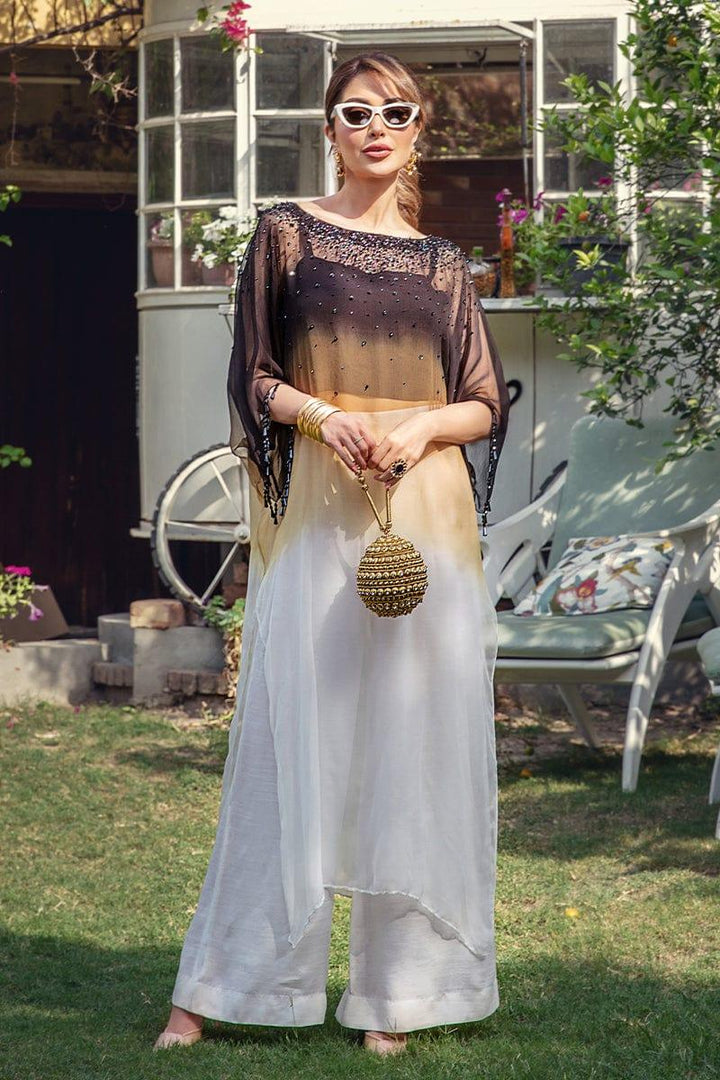 Malook - Caramol - Chiffon Long Shirt & Trouser - 2 Piece - Studio by TCS