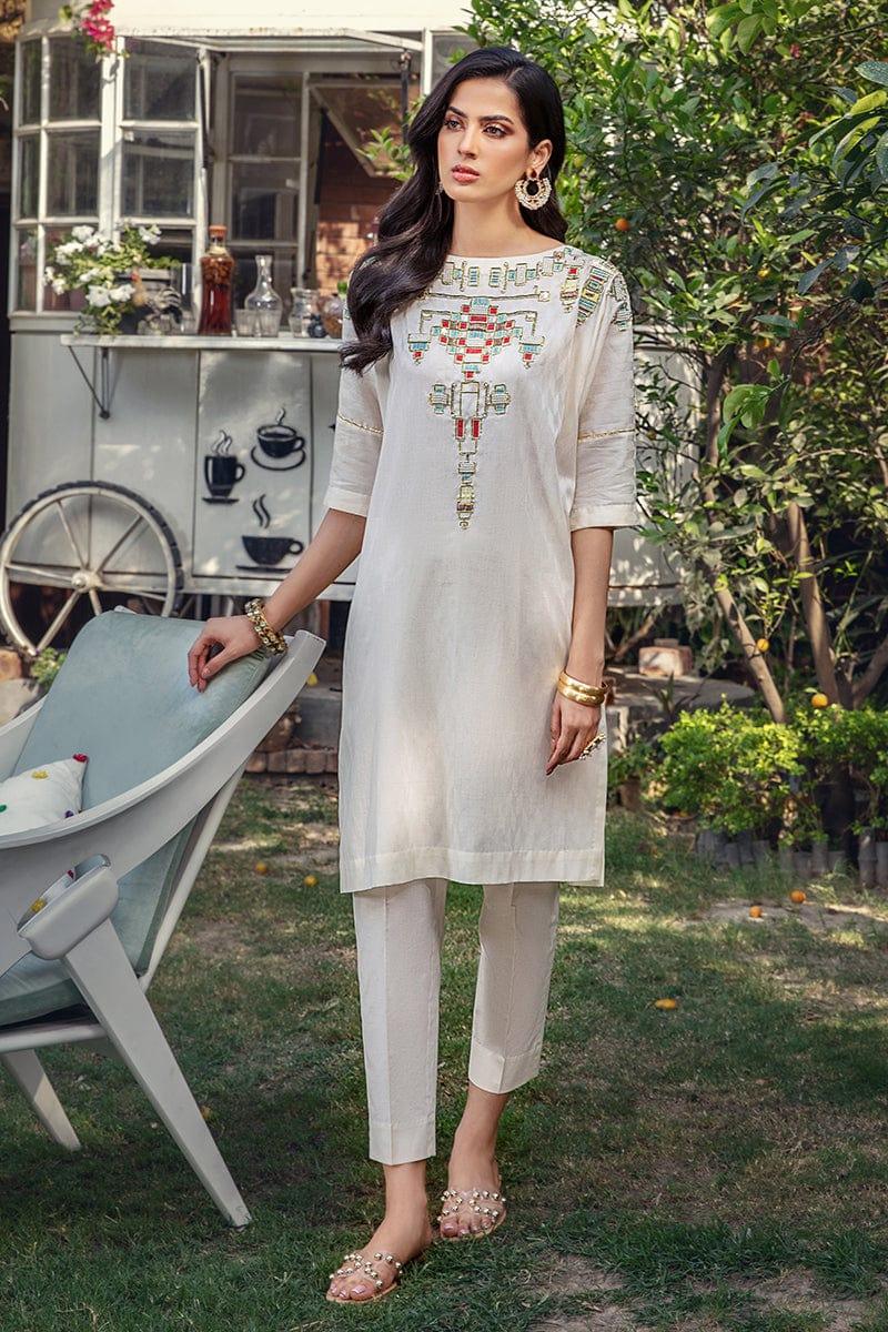 Malook - Yaz - Off White - Self Jacquard Lawn - 2 Piece - Studio by TCS