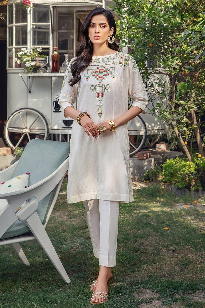 Malook - Yaz - Off White - Self Jacquard Lawn - 2 Piece - Studio by TCS