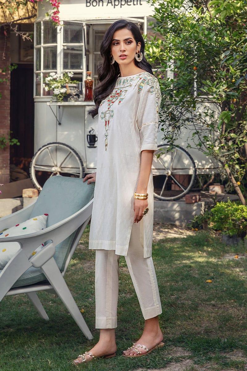 Malook - Yaz - Off White - Self Jacquard Lawn - 2 Piece - Studio by TCS