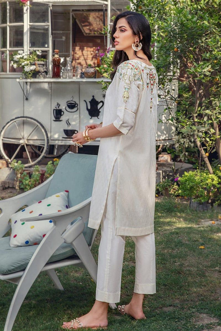 Malook - Yaz - Off White - Self Jacquard Lawn - 2 Piece - Studio by TCS